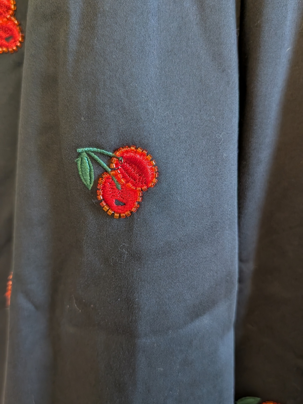 Avec Les Filles Black Cherry-Embroidered Full Skirt - Picture 2 of 12